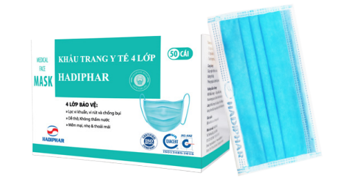 KHẨU TRANG Y TẾ 4 LỚP HADIPHAR  PHÒNG NGỪA CÁC BỆNH LAY NHIEM QUA ĐƯỜNG HÔ HẤP